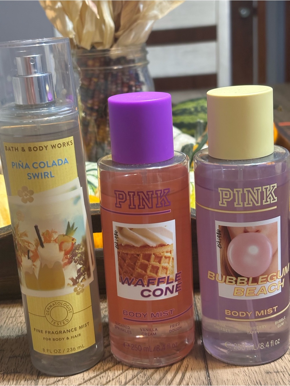 Victoria's Secret PINK Body Mists - Purple, Yellow, Cream Caps